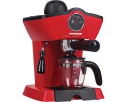 Heinner Retro Effect Espressomachine – 800W – 250 ml Capaciteit – 3,5 bar – Espresso & Cappuccino – Melkopschuimer – Frontale Thermometer – Filter voor 4 Kopjes – Rood