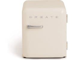 CREATE - Koelkast in retrostijl - Gebroken wit - Handvat Zilver - FRIDGE RETRO 48L