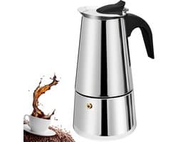 4 Cup Stovetop Espresso Maker Stainless Steel Moka Pot Espresso Maker Percolator Italian Coffee Maker Capable Mocha Coffee Machine Cafe Classic Maker for Home & Camping 200ml 6.6oz