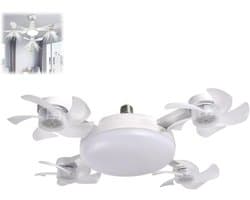 KZQ 4-kops drone plafondventilator met LED 50W - 3 snelheden en dimbaar 3 kleurstanden - Ultra-stil voor slaapkamer woonkamer en kantoor - Wit