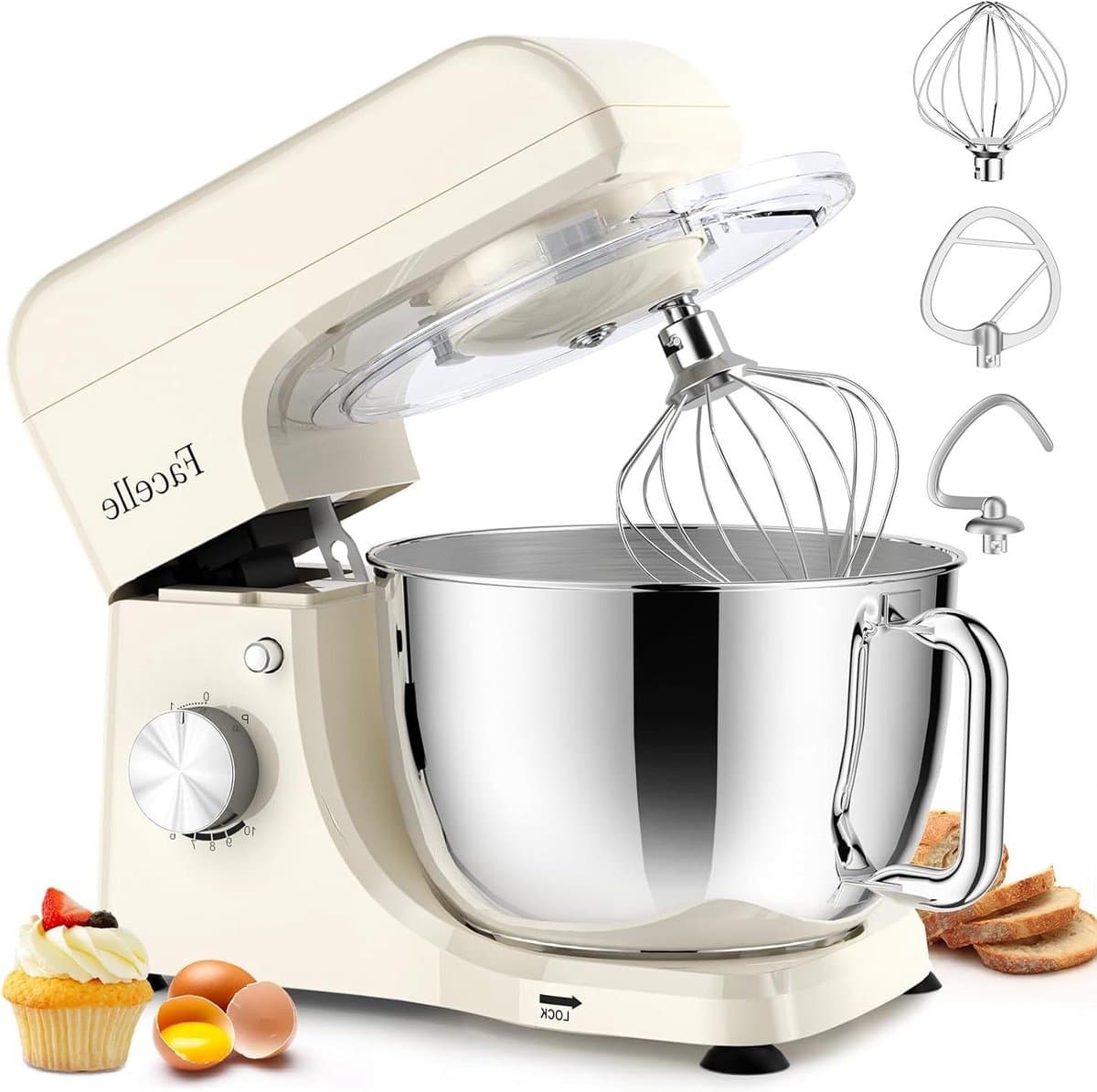 Keukenmachine - Mixer - Bakken en Koken - Krachtige 1500W Motor - 5.5 Liter Kom - Wit — afbeelding 1