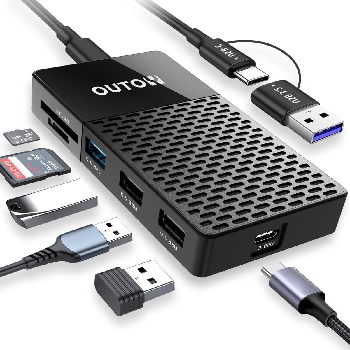 Draagbare SSD Hub - Externe Opslag - Bestanden Overzetten - 3-in-1 Functionaliteit - 1 TB - Zwart — afbeelding 1