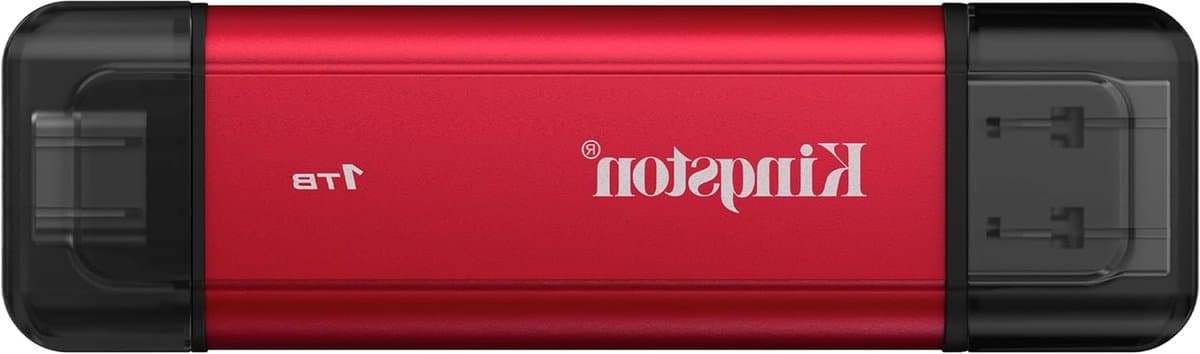 Draagbare SSD - Snelle Externe Opslag - Bestanden Overzetten - Dubbele USB A/C Connector - 1TB - Rood/Zwart — afbeelding 1