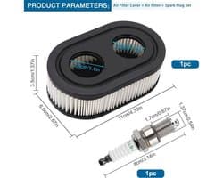Geschikt voor 594575 Luchtfilterdeksel, F6TC-bougie, grasmaaierluchtfilter, compatibel met Briggs & Stratton 650EXI 675EXI 675IS-serie motor Vervangt 594575 798452