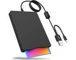 Externe Floppy Disk Drive - FDD Lezer - Oude Bestanden Lezen - USB Type-C Aansluiting - 3.5 Inch - Zwart