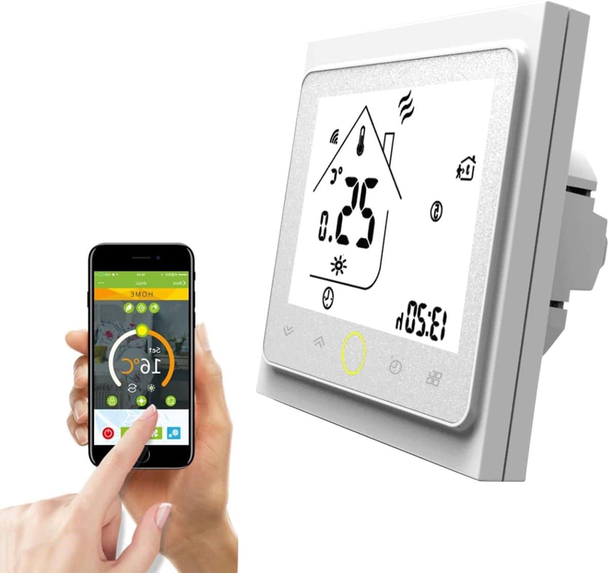 Slimme Thermostaat - Programmeerbaar Bediening - Energie Besparen - Spraakbesturing Compatibel - 5A 95-240V AC - Wit — afbeelding 1