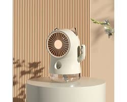 Bureauventilator met verneveling (Gelukskat-vorm) - Multifunctioneel met nanospray en 3 snelheden - Compacte koelventilator voor thuis, kantoor en onderweg