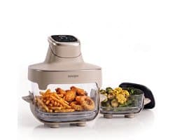Seeger ClearFry Glazen Airfryer - 6 Programma's - PFAS-Vrij - 60°C Tot 200°C - 2.5L + 4.5L Glazen Containers - Beige