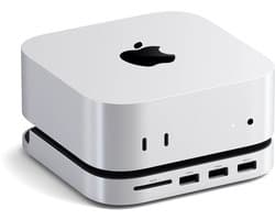 Satechi USB-C Stand/hub Mac mini M4 (SSD) – Geschikt voor Mac Mini (2024) – Met ruimte voor SSD geheugen – Met diverse extra poorten voor aansluiten randapparatuur – Grijs