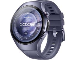 HUAWEI Watch 5 Smartwatch– 46mm Titanium Kast + Saffierglas – X‑TAP Sensor – ECG & SpO2 – AMOLED – Kosmisch Paars