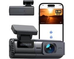 SnelShoppen - 2.5K QHD Dash Cam WiFi met WDR, G-Sensor, Loop Recording, Mini Dashcamera voor Auto, 24U Parkeerstand, Inclusief 32GB microSD-kaart en A