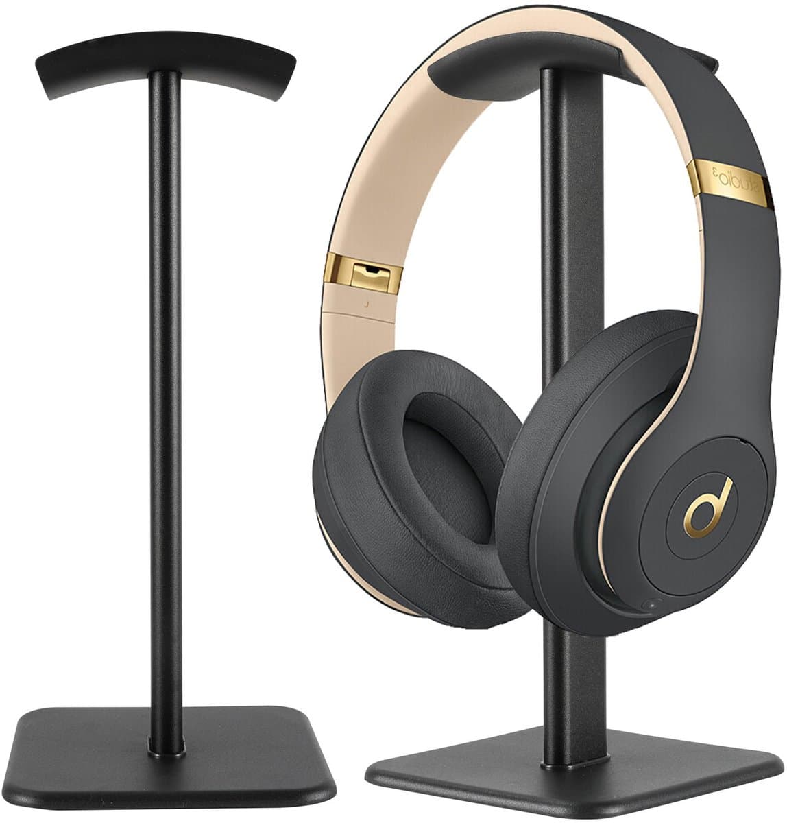 Hoofdtelefoonstandaards - Set van 2 - Headsetstandaards - Standaards voor over-ear hoofdtelefoons - Displaystandaards voor headsets - Bureau-opbergrek - Universeel ophangrek - Verdikte voet - 10,5*10,5*23 cm - Zwart — afbeelding 1