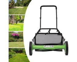 Dailygoods 20 inch mes, grasmaaier met handaangedreven haspel, loopmaaier, handmatige grasknipper, 4 wielen, verstelbare
