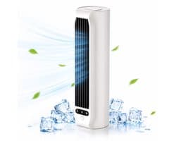 Tafelventilator Wit - Tower Fan - Mini Ventilator - Air Cooler Desktop - USB Ventilator - Stille Koelventilator - Met Telefoonhouder - 3 Snelheden