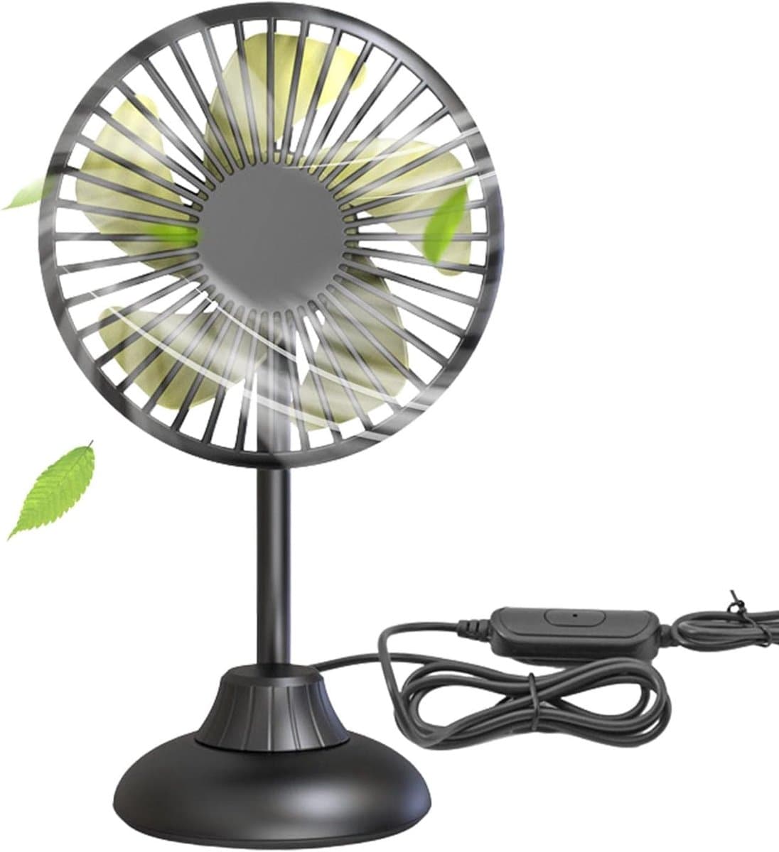 Dubbele Kop Auto Ventilator - Elektrische Ventilator Auto - Auto Koelen - 360 Graden Draaibaar - 140 cm Snoer - Zwart — afbeelding 1