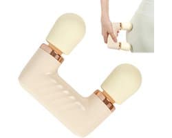Percussie Massager - Massageapparaat Nek - Spierherstel - Dubbele kop ontwerp - 18 x 152 x 5 cm - Crèmegeel