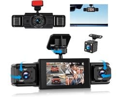 Thijox - Spiegel-dashcam met achteruitrijcamera 9,66 inch Full HD 2K, auto camera voor en achter, super nachtzicht, G-sensor, GPS, LCA, BSD, 64G-kaart