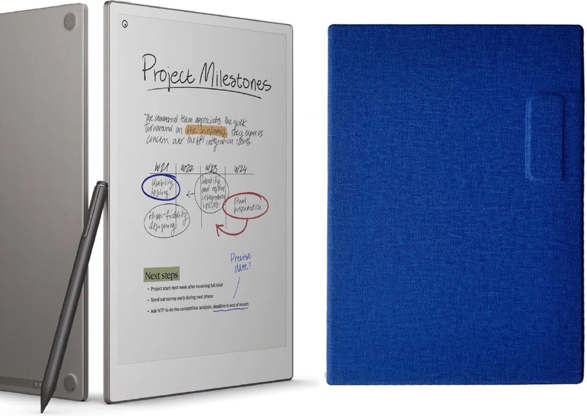 reMarkable Paper Pro met Marker Plus en Blauwe Magnetische Hoes - digitaal notitieblok — afbeelding 1