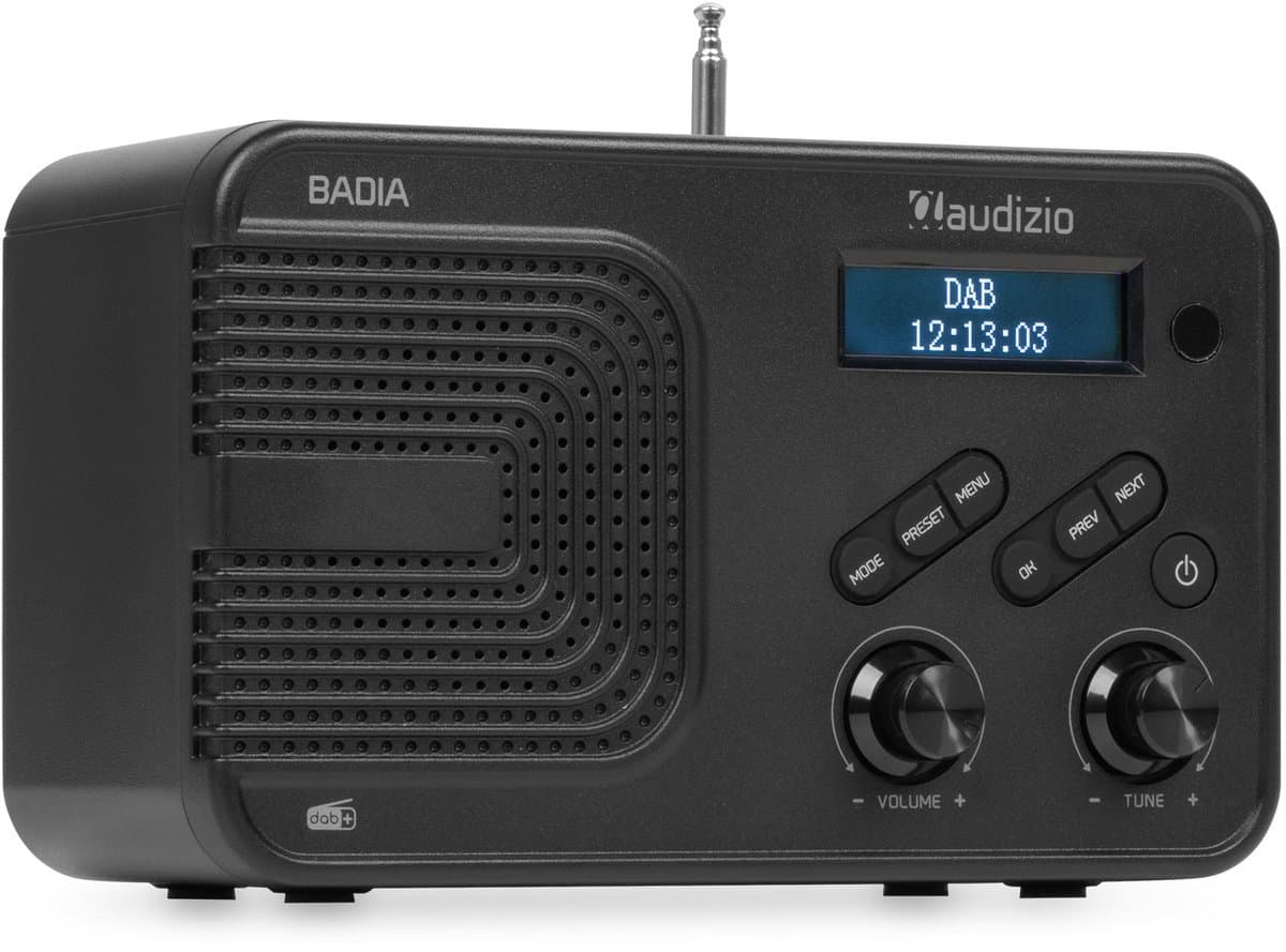 DAB radio - Audizio Badia - Kleine radio - Met Bluetooth, USB en AUX - Slaapkamer radio - Zwart — afbeelding 1