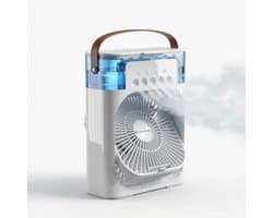 HHHK - Mini Luchtkoeler - Draagbare Luchtkoeler met Bevochtiger - Slaapkamer - Met Led Lamp - Mini Airco - Wit - Lichtgewicht