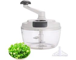 Handmatige Keukenmachine - Voedselhakker Kruk - Maaltijden Bereiden - Inklapbare Handgreep - 18.5 cm - Wit