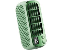 LISM - -USB oplaadbare, verstelbare handventilator met licht- en nachtmodus, 5 snelheidsstanden, dubbele motor, draagbare, stille en verstelbare ventilator, Geschikt voor reizen, kamperen en gebruik op het bureau (groen).