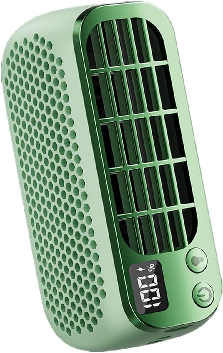 LISM - -USB oplaadbare, verstelbare handventilator met licht- en nachtmodus, 5 snelheidsstanden, dubbele motor, draagbare, stille en verstelbare ventilator, Geschikt voor reizen, kamperen en gebruik op het bureau (groen). — afbeelding 1