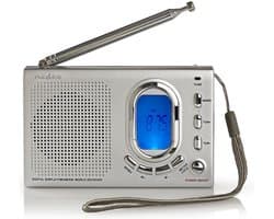Nedis Wereldradio - Draagbaar Model - AM / FM / SW - Batterij Gevoed / Netvoeding - Digitaal - 1.5 W - Koptelefoonoutput - Wekkerfunctie - Grijs