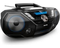 PHILIPS AZB798T / 12 CD-Soundmachine, draagbare CD-speler (radio DAB + / FM, Bluetooth, CD, MP3-CD, USB, cassette, alles-in-één geluidssysteem), Zwart