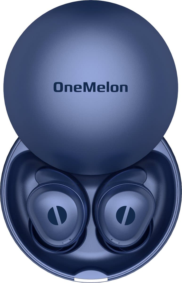 OneMelon Drops - draadloze oordopjes - kleine oordopjes - donkerblauw - bluetooth 5.3 oortjes o.a. voor slapen - ANC en Transparency mode - ENC microfoon - touch bediening - usb-c - draadloos opladen - slaapoordopjes — afbeelding 1