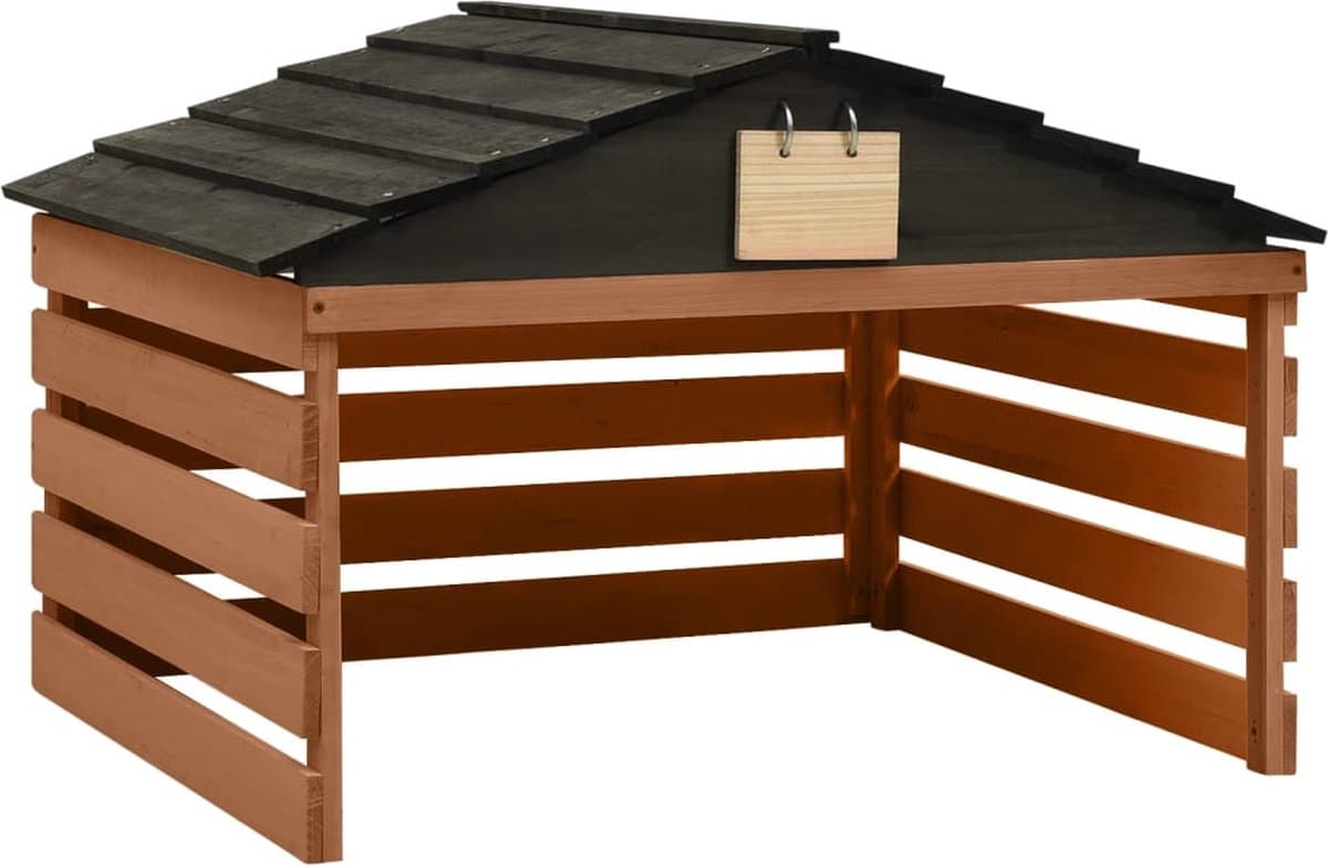 vidaXL - Overkapping - voor - grasmaaier - 78x74x54 - cm - vurenhout - zwart - bruin — afbeelding 1
