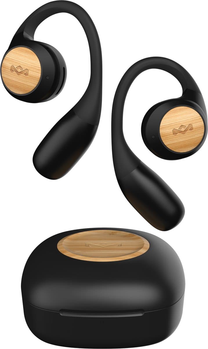 House of Marley Liberate Open Draadloze Oordopjes - Open Ear Bluetooth Sport Oortjes - 20 uur Batterijduur - Zweetbestendig en Waterbestendig - USB C - Gemaakt van Duurzame Materialen - Zwart — afbeelding 1