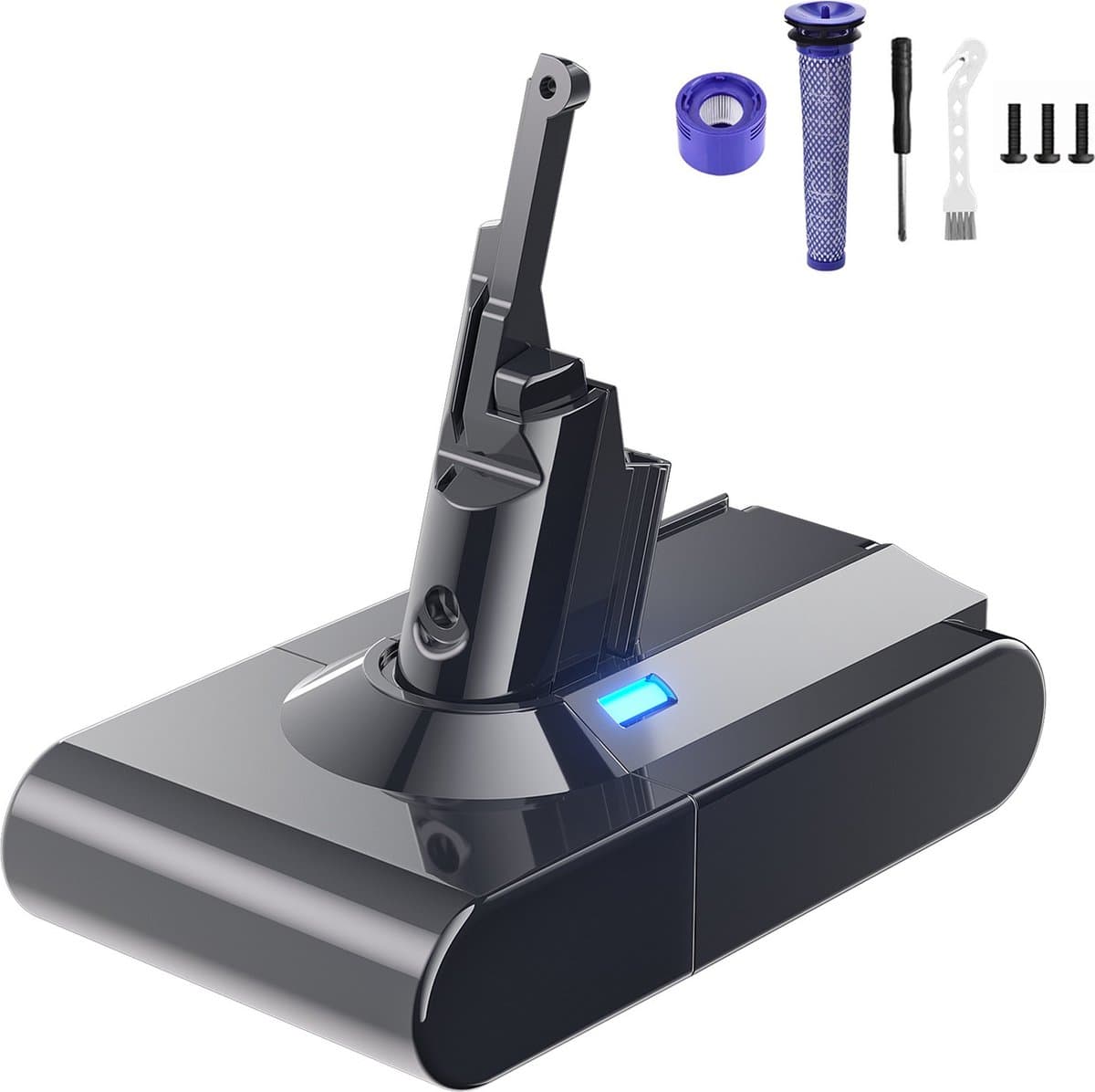 Verbeterde Batterij Set Geschikt voor Dyson V8 Inclusief HEPA-Filter - Absolute Dyson V8 - Accu Voor Dyson V8 Absolute, Fluffy & Animal - 6000mAh — afbeelding 1