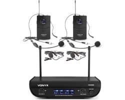 Draadloze microfoon - Vonyx WM82 Draadloze UHF microfoonset met 2x headset