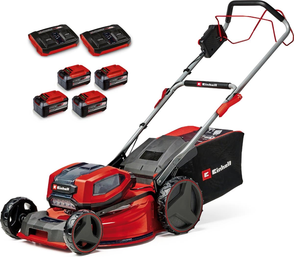 Einhell Professional Accu Grasmaaier GP-CM 36/52 S BL Li Kit - Power X-Change - 36 V/Li-ion - Maaibreedte: 52 cm - Aanbevolen gazonoppervlakte: tot 1200 m² - 65 L opvangzak - Maaihoogte: 25-80 mm - Incl. 4x 5.2 Ah Accu en 2x DUO-lader — afbeelding 1