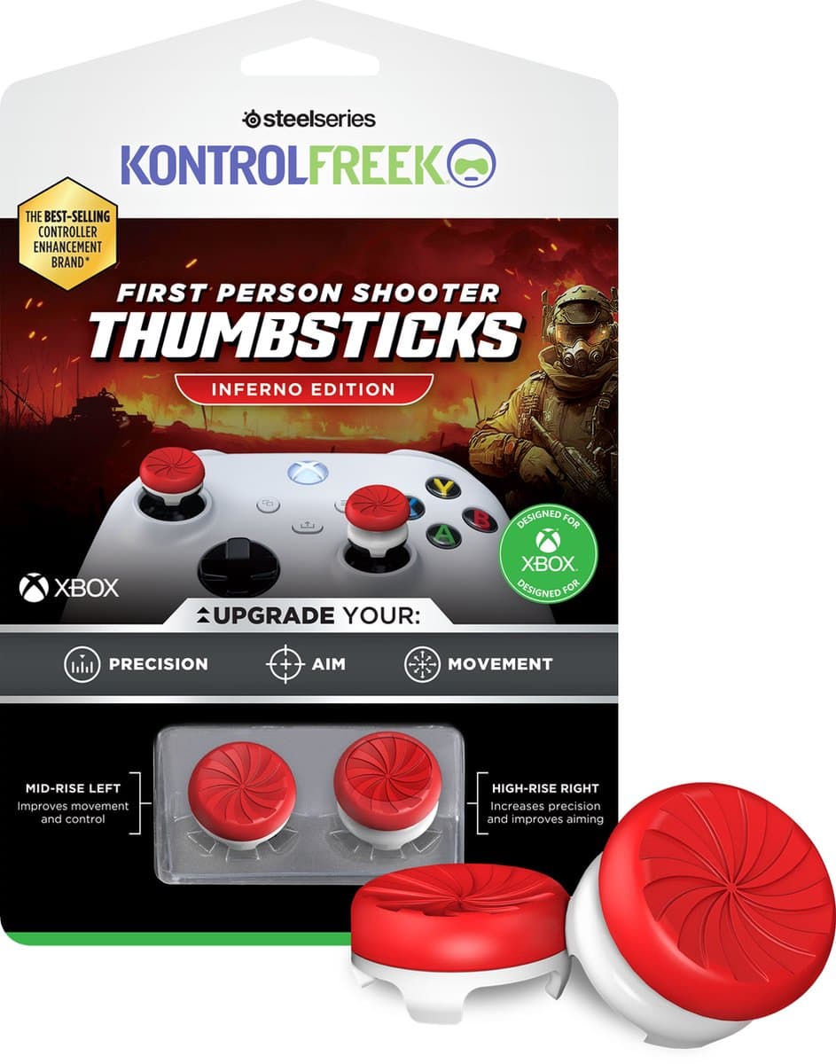 KontrolFreek FPS Inferno Thumbsticks - Rood/Wit (Xbox) — afbeelding 1