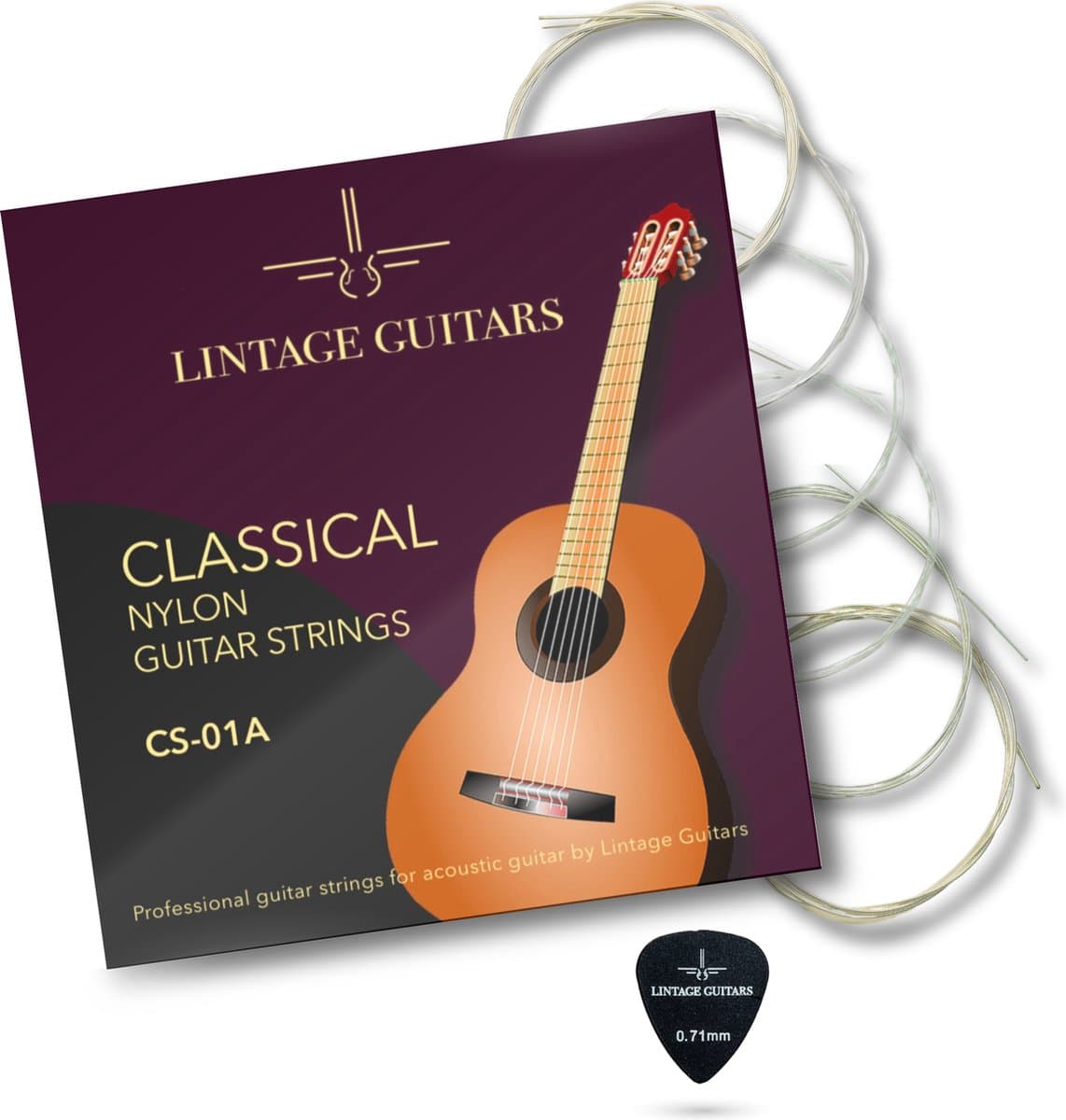 Klassieke gitaar snaren Nylon - Spaanse akoestische gitaar - + Plectrum - Gitaarsnaren Set - CS-01A — afbeelding 1