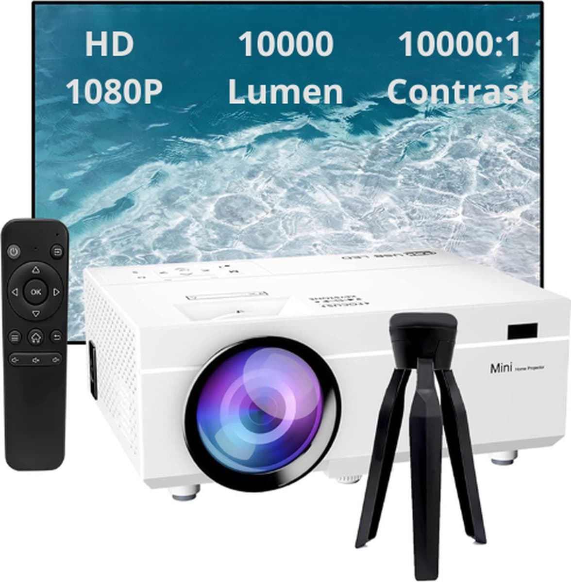 Mini Projector - 7500 Lumens - Full HD 1080P Beamer - Draagbare Projector - Mini Film Projector — afbeelding 1