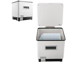 Mini Vaatwasser - Compacte Afwasser - Snel Servies Wassen - 360 Graden Sproeiarm - 6 Servies Sets - Wit Zwart