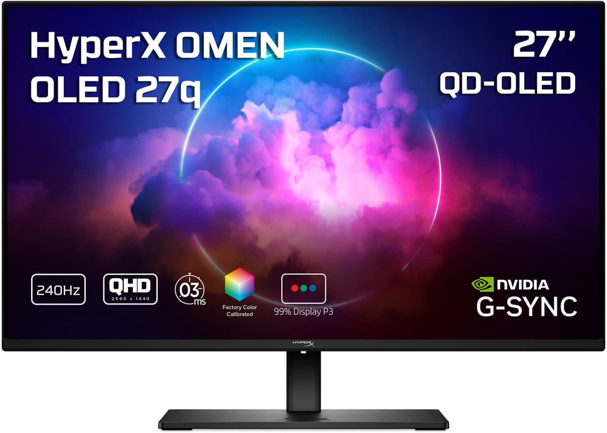 HyperX OMEN OLED 27q Gaming Monitor - 27 Inch QHD - 240Hz - QD-OLED - 0,03ms - NVIDIA G-SYNC — afbeelding 1