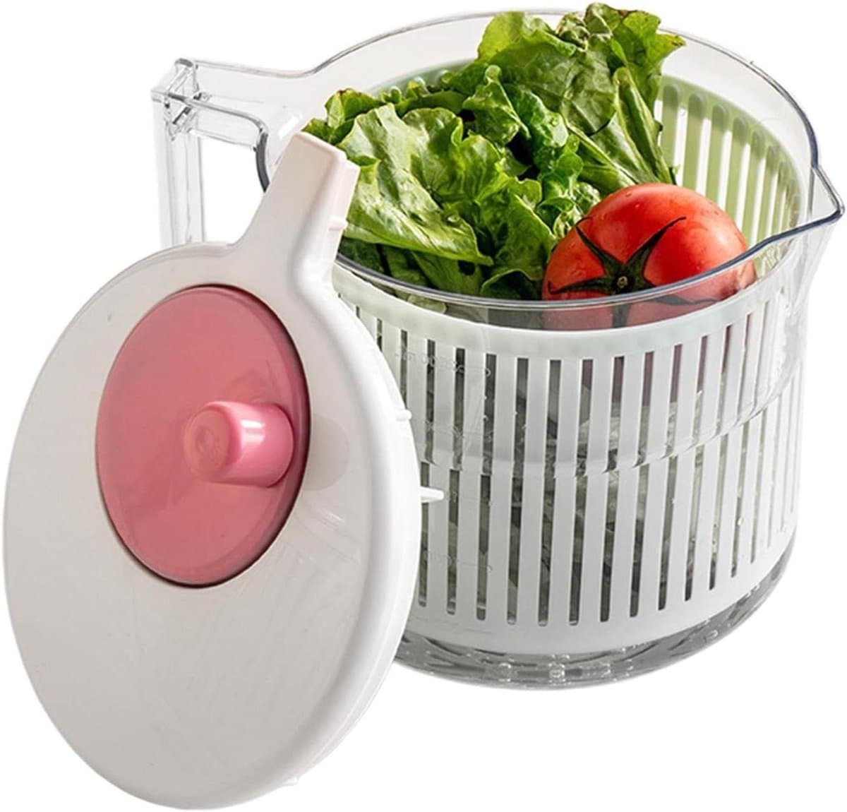 Fruit Wasmachine - Groente Spinner - Salade Bereiden - Hand Crank Bediening - 23.5 x 19.5 cm - Meerkleurig — afbeelding 1