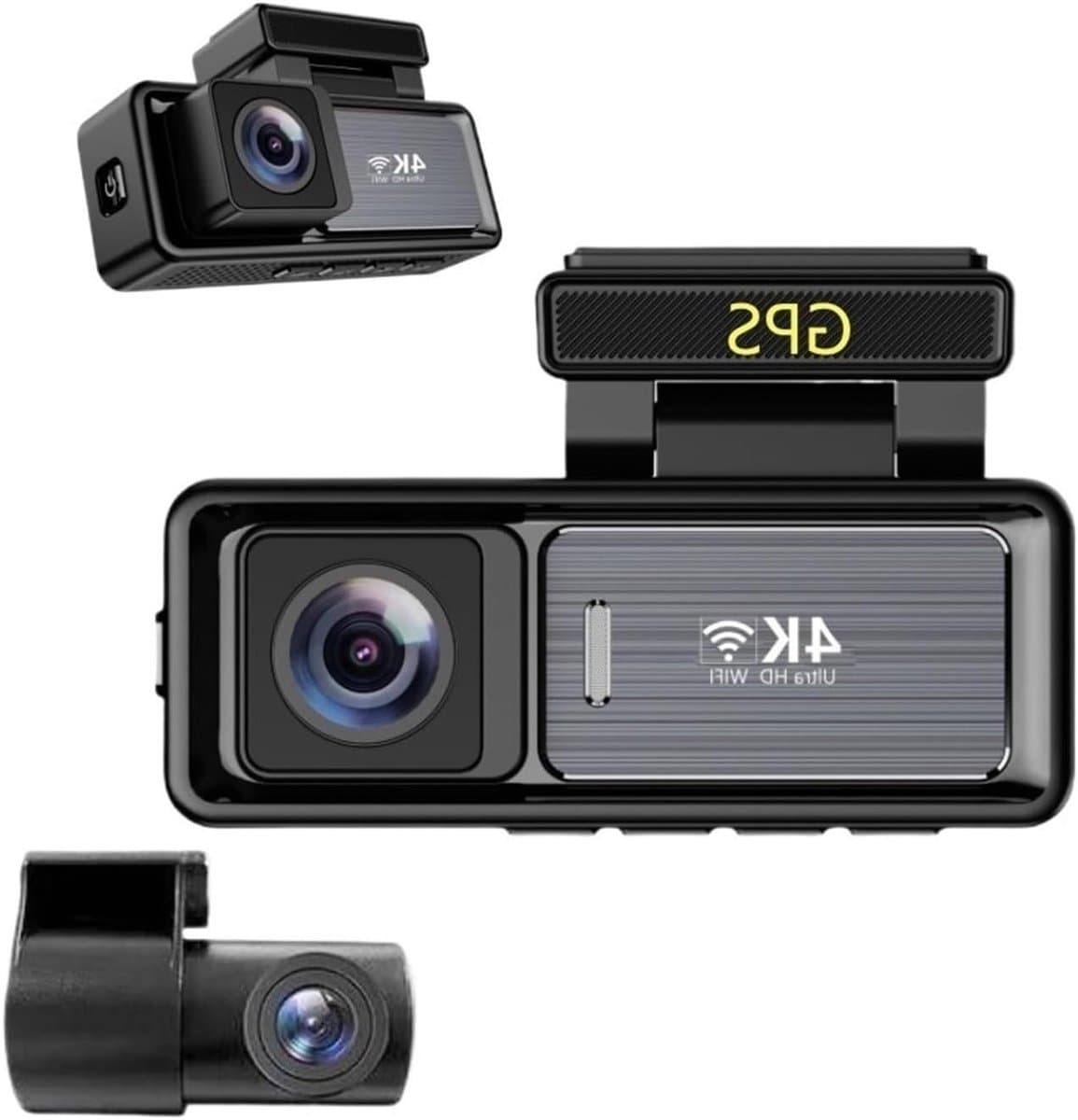 Auto Dashcam - 4K Cam DVR - Veilige Ritten - Dubbele Lens Opname - 4 inch Scherm - Zwart — afbeelding 1