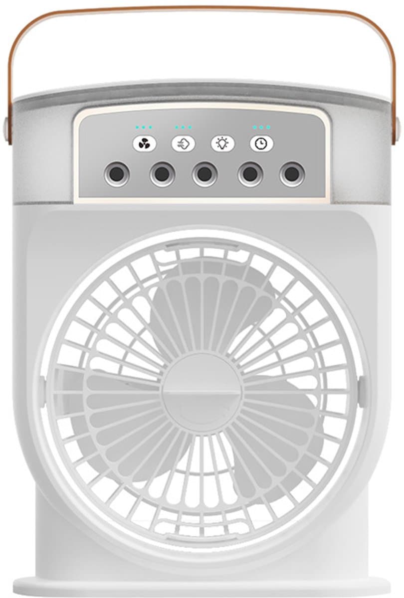Draagbare mini-airconditioning, 4-in-1, mini-ventilator met waterkoeler, stil, ventilator, verdamping zonder slang, oplaadbaar, luchtbevochtiger type C met timer (wit) — afbeelding 1