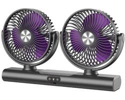 Ventilatoren-Duo Tafelventilator met LED Verlichting - Dubbele Kop Luchtcirculator - Automatische Oscillatie - Wandventilator en Bureauventilator 2-in-1 - USB Oplaadbaar - Ultra Stil voor Slaapkamer en Kantoor
