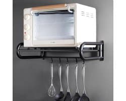 Magnetron Wandrek - Keuken Organizer - Keuken Opbergen - Met Afneembare Haak - 40 cm - Zwart