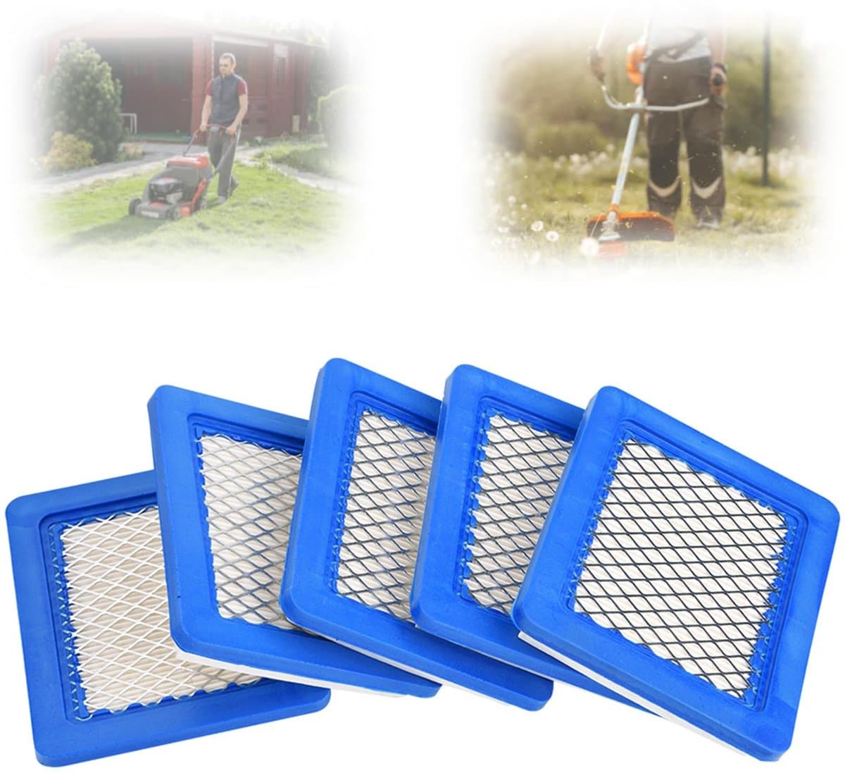 LIVIA HOME- Luchtfilter Vervanging PT15853 - 5 Stuks - Slijtvast - Hoogwaardige Papieren Filter - Metalen Gaasbescherming - Eenvoudige Installatie - Grasmaaierfilter — afbeelding 1