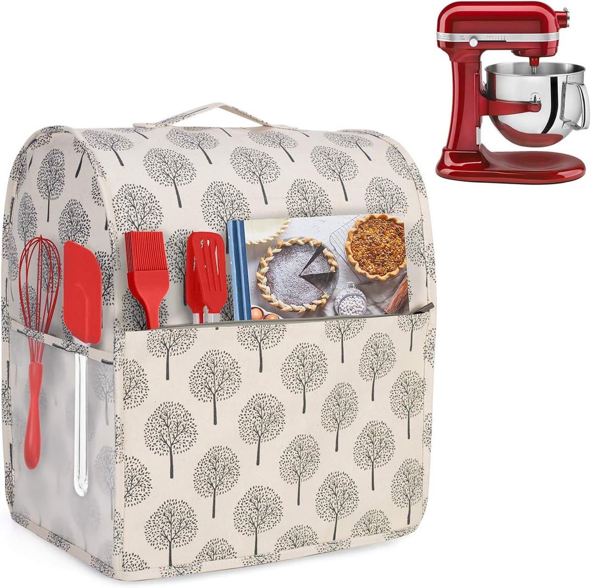 Mixerhoes Beschermend - Stofkap Keukenmachine - Keuken Organisatie - Waterafstotende Voering - 35.8 x 23 x 40.2 cm - Boomprint — afbeelding 1