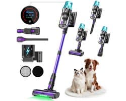 BLOSSOM Steelstofzuiger Draadloos - 600W - Kruimeldief - 55kPa Zuigkracht - Tot 65 Min Accuduur - Groene Laser - HEPA Filter - zonder zak - Blauw/Paars