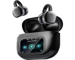 Open-Ear koptelefoon, 5.4-hoofdtelefoon, open-ear clip-on sportoortjes, taalvertaling, 50 uur speeltijd met ENC, touchscreen Open Ear Oordopjes (Zwart)