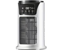 Mini aircooler - 6 snelheden, USB, watertank, timer, luchtkoeler voor bureau slaapkamer en thuiswerkplek - Wit